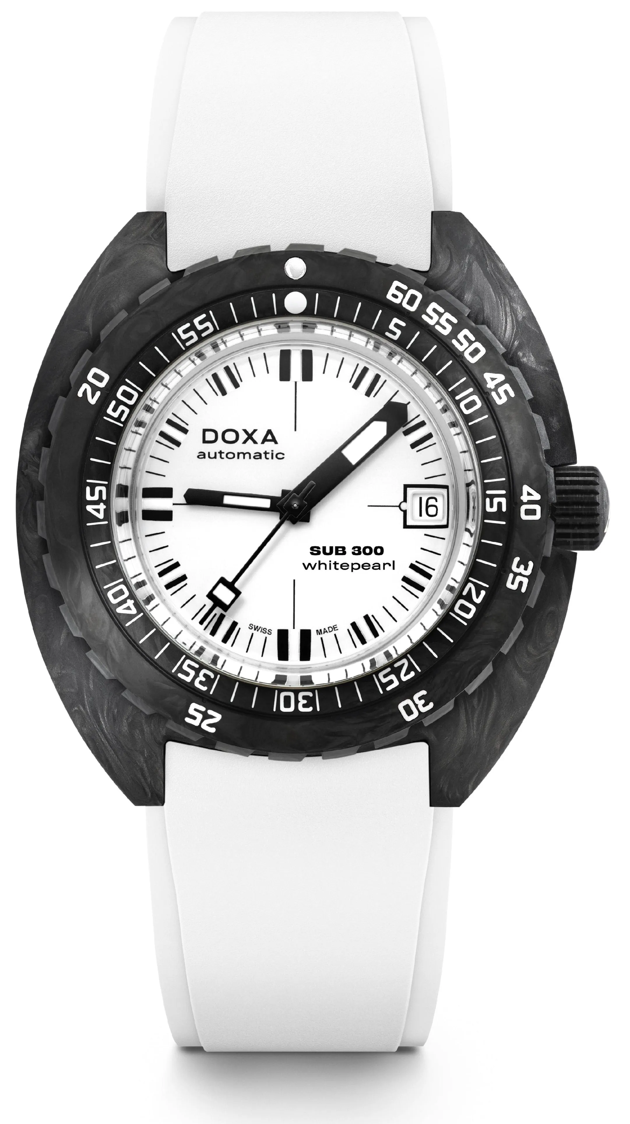 Doxa SUB 300 Whitepearl Carbon Watch sold by C.W. Sellors