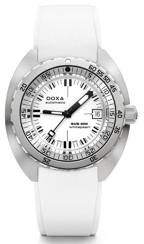 Doxa SUB 300 Whitepearl Rubber Watch made by C.W. Sellors