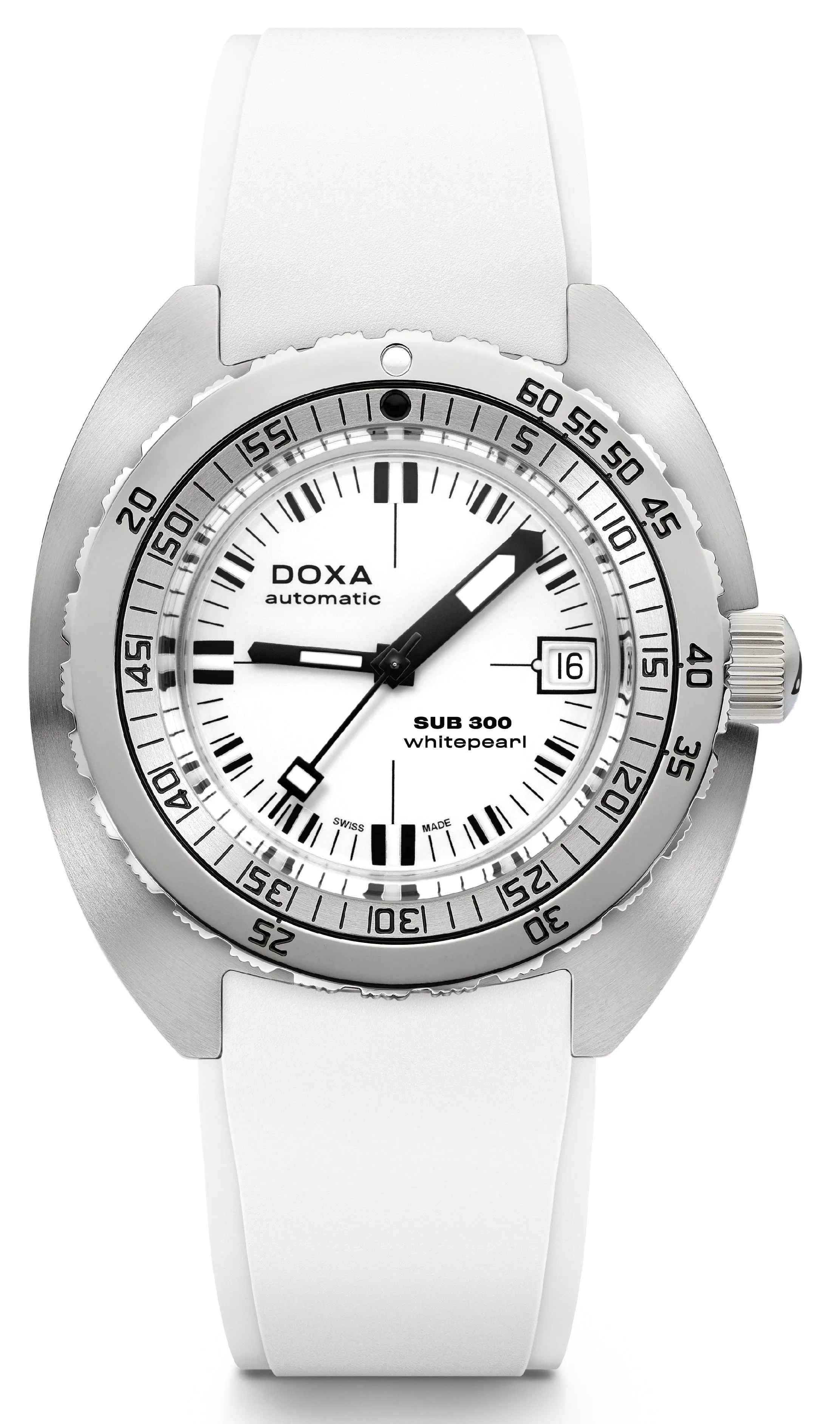 Doxa SUB 300 Whitepearl Rubber Watch sold by C.W. Sellors