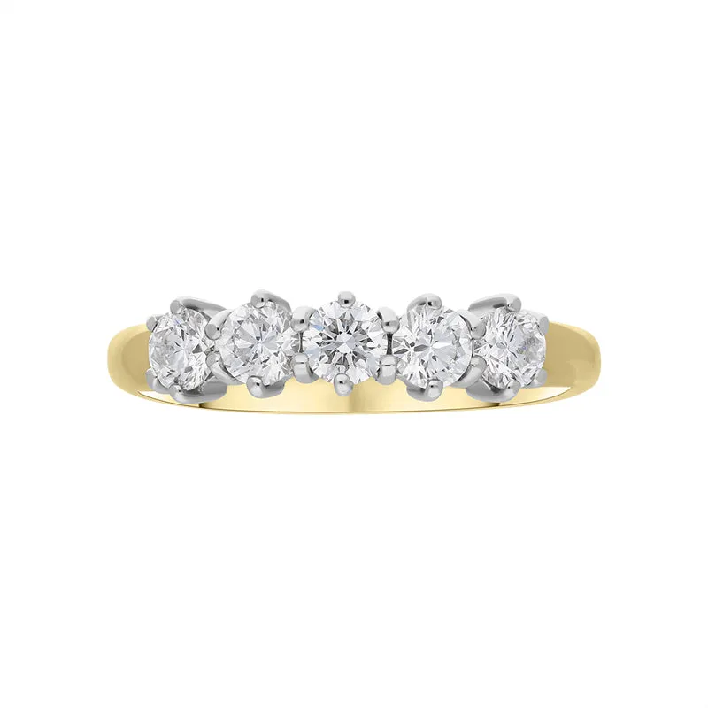 18ct Yellow Gold Diamond Five Stone Half Eternity Ring sold by C.W. Sellors product image thumbnail 3