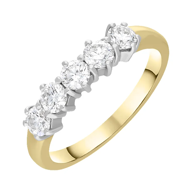 18ct Yellow Gold Diamond Five Stone Half Eternity Ring made by C.W. Sellors