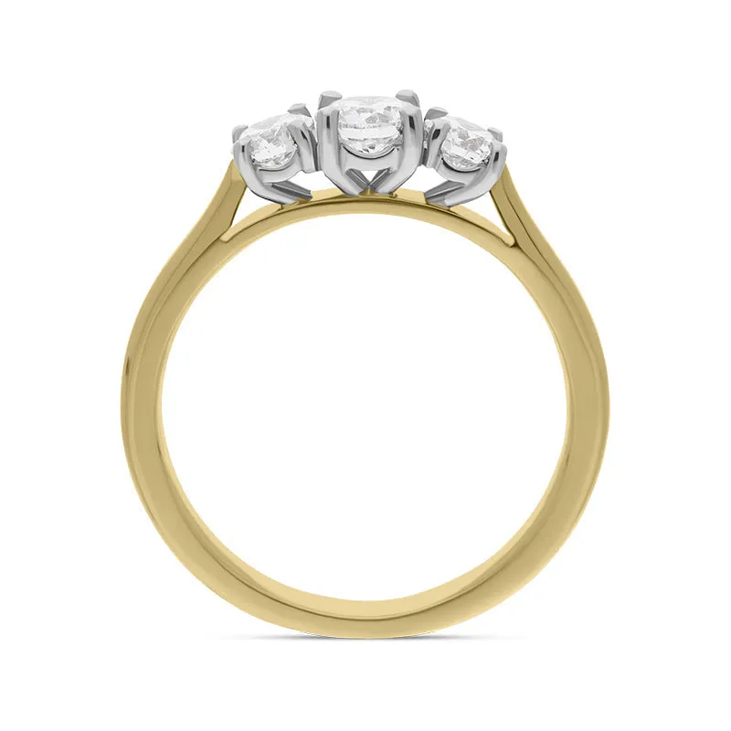 18ct Yellow Gold 0.75ct Diamond Three Stone Ring sold by C.W. Sellors product image thumbnail 2
