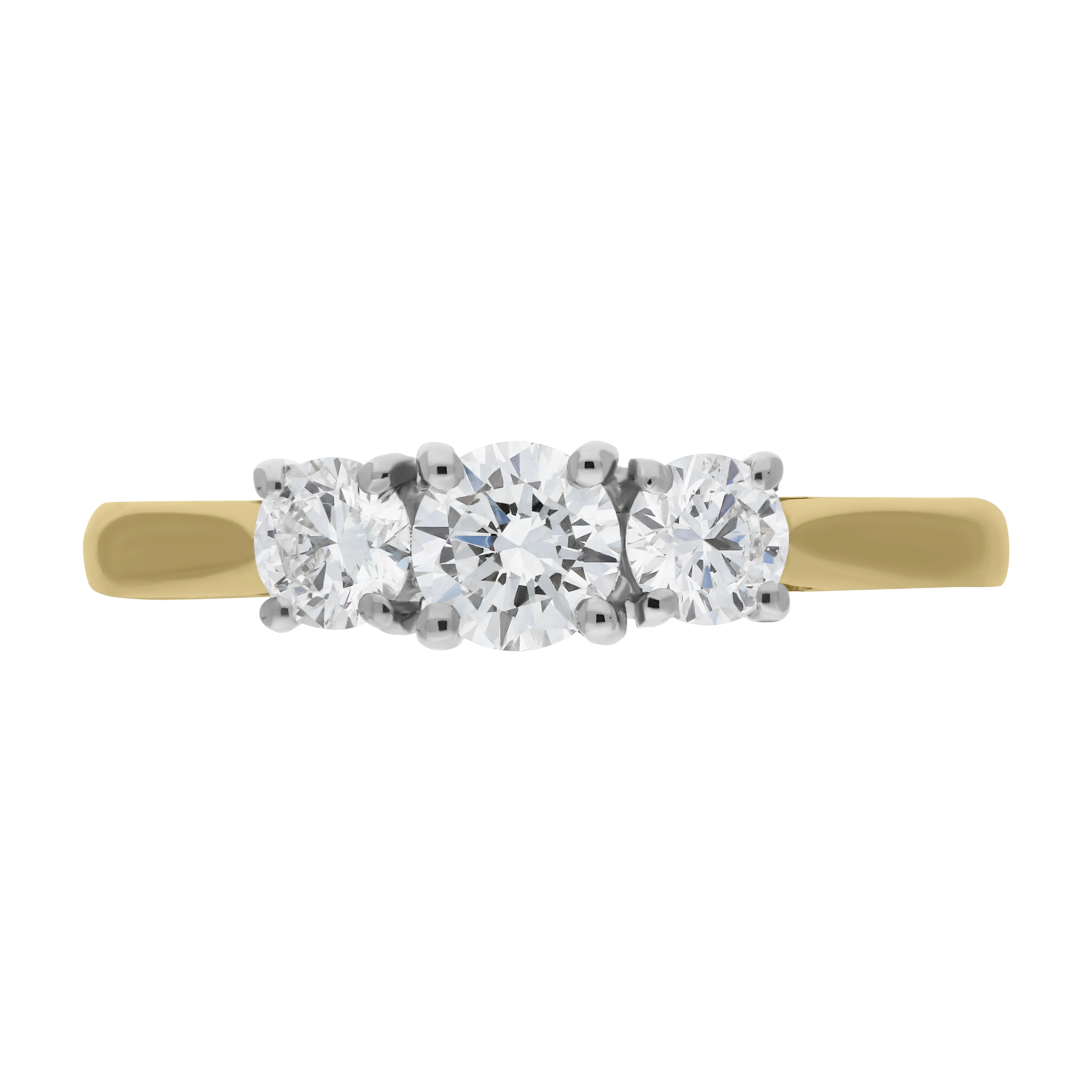 18ct Yellow Gold 0.75ct Diamond Three Stone Ring sold by C.W. Sellors product image thumbnail 3