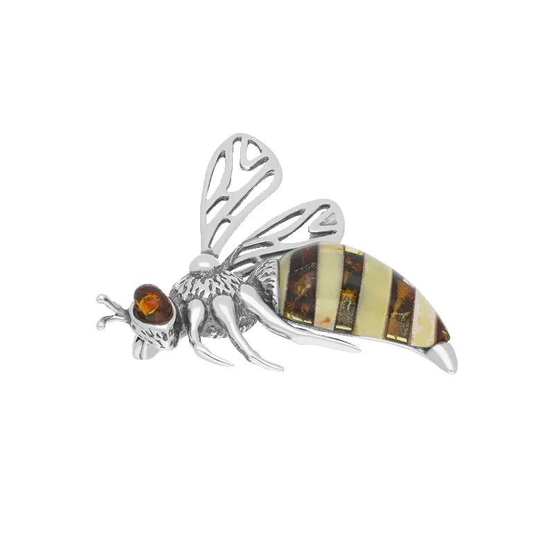 Sterling Silver Baltic Amber Filigree Wings Bee Brooch sold by C.W. Sellors product image thumbnail 3
