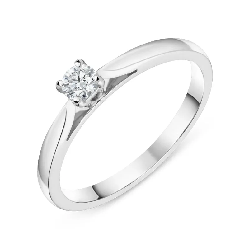 18ct White Gold 0.15ct Diamond Brilliant Cut Solitaire Ring made by C.W. Sellors