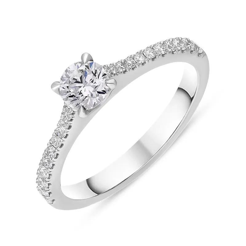 Platinum 0.62ct Diamond Round Brilliant Cut Shoulder Set Solitaire Ring made by C.W. Sellors