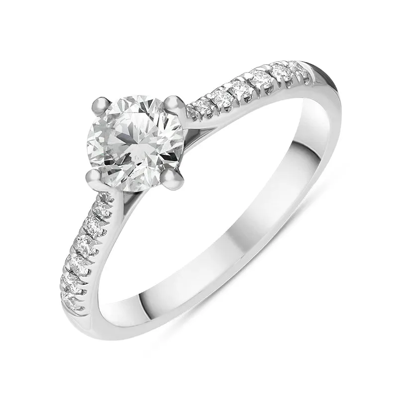 Platinum 0.85ct Diamond Shoulder Set Solitaire Ring made by C.W. Sellors