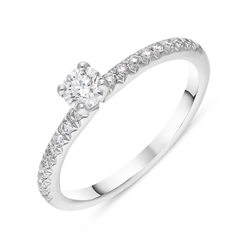 Platinum Diamond Shoulder Set Solitaire Ring made by C.W. Sellors