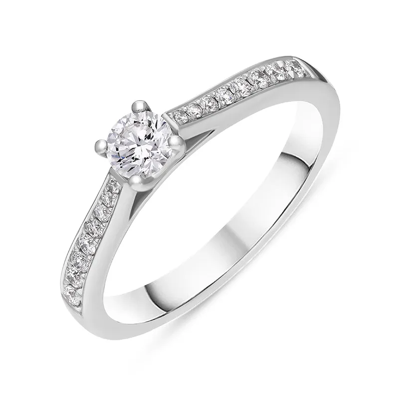 Platinum Diamond Shoulder Set Solitaire Ring made by C.W. Sellors