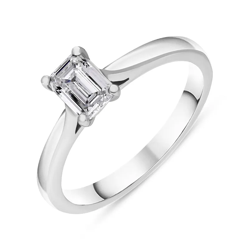 Platinum 0.64ct Diamond Emerald Cut Solitaire Ring made by C.W. Sellors