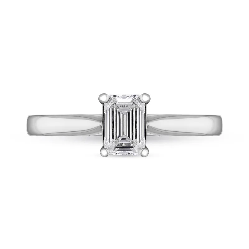 Platinum 0.64ct Diamond Emerald Cut Solitaire Ring sold by C.W. Sellors product image thumbnail 2
