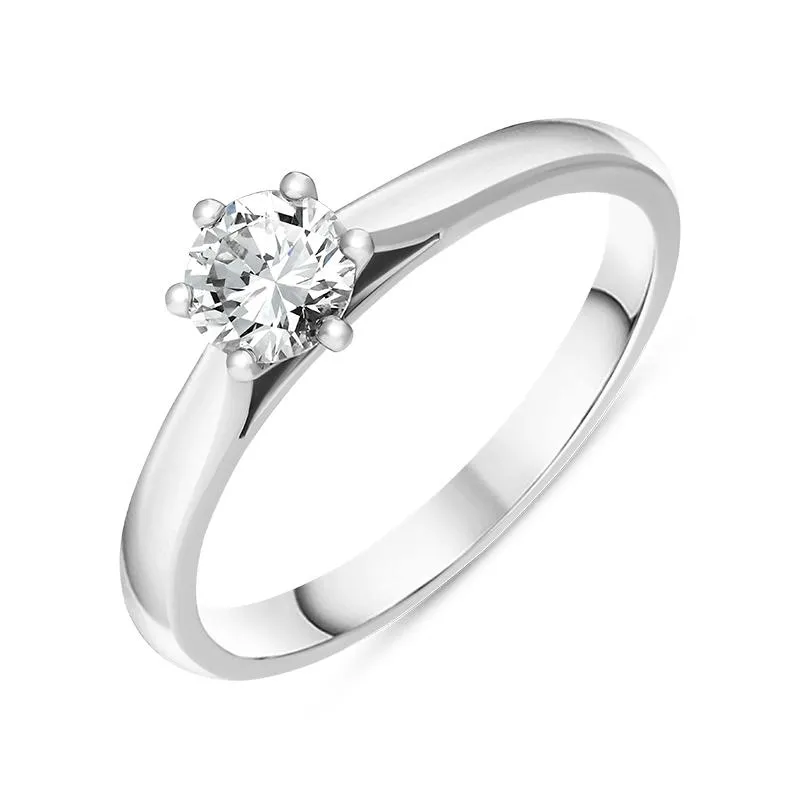 Platinum 0.40ct Diamond Round Brilliant Cut Six Claw Wed Fit Solitaire Ring made by C.W. Sellors