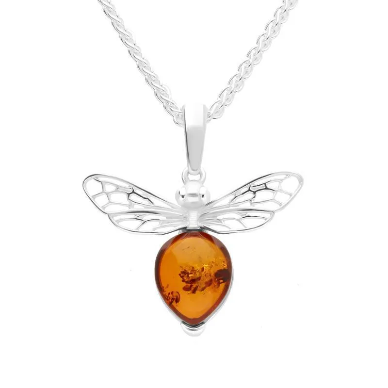 Sterling Silver Small Amber Bee Necklace made by C.W. Sellors