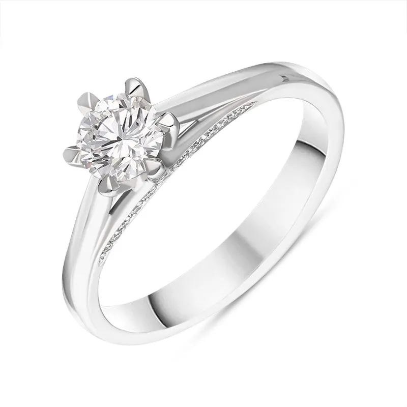 Platinum Diamond Certified Solitaire Shoulder Set Ring made by C.W. Sellors