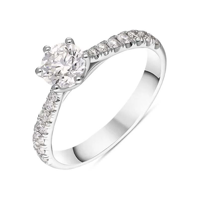 Platinum Diamond Certified Solitaire Shoulder Set Ring made by C.W. Sellors