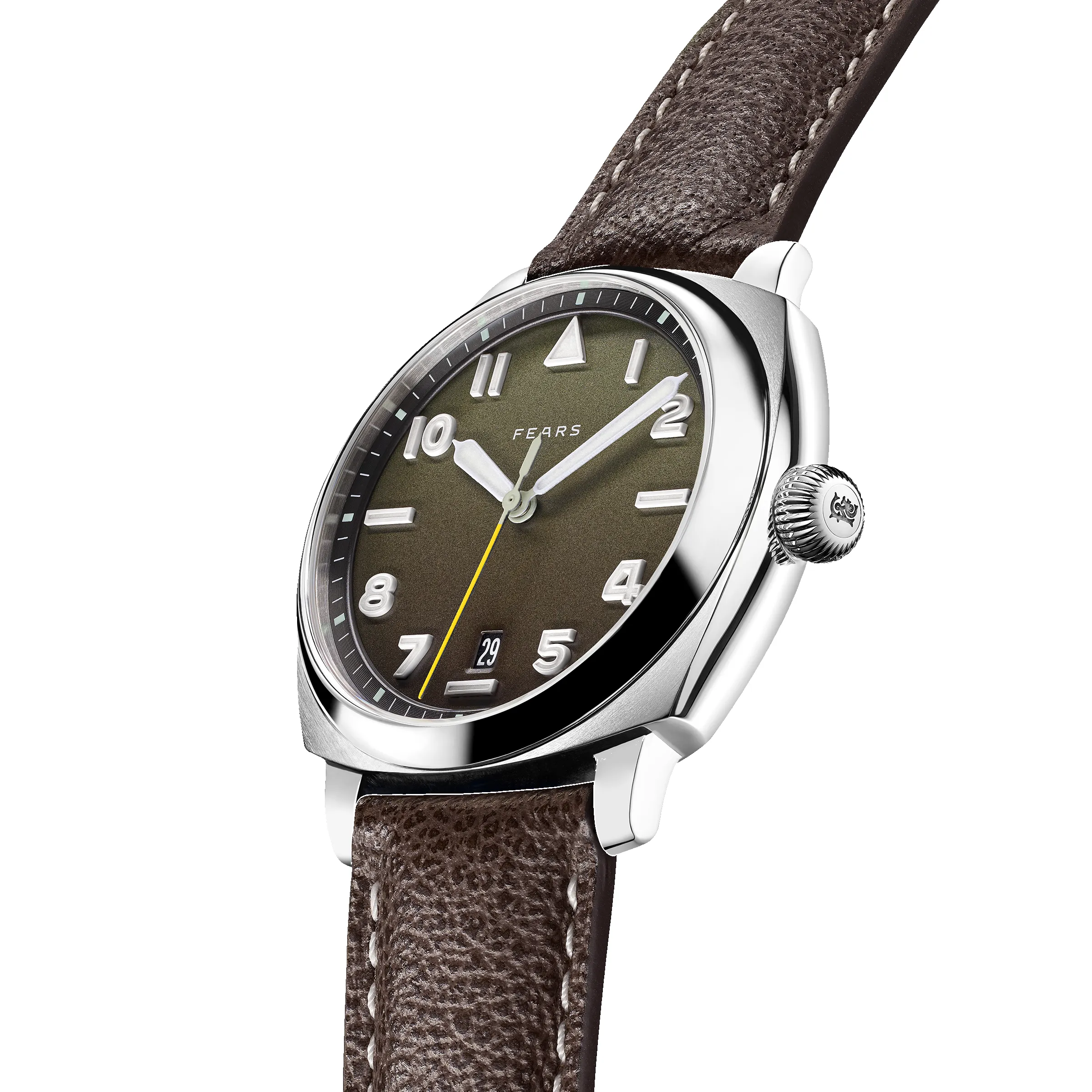 Fears Brunswick 40 Filton Squadron Green Leather Strap Watch sold by C.W. Sellors product image thumbnail 2