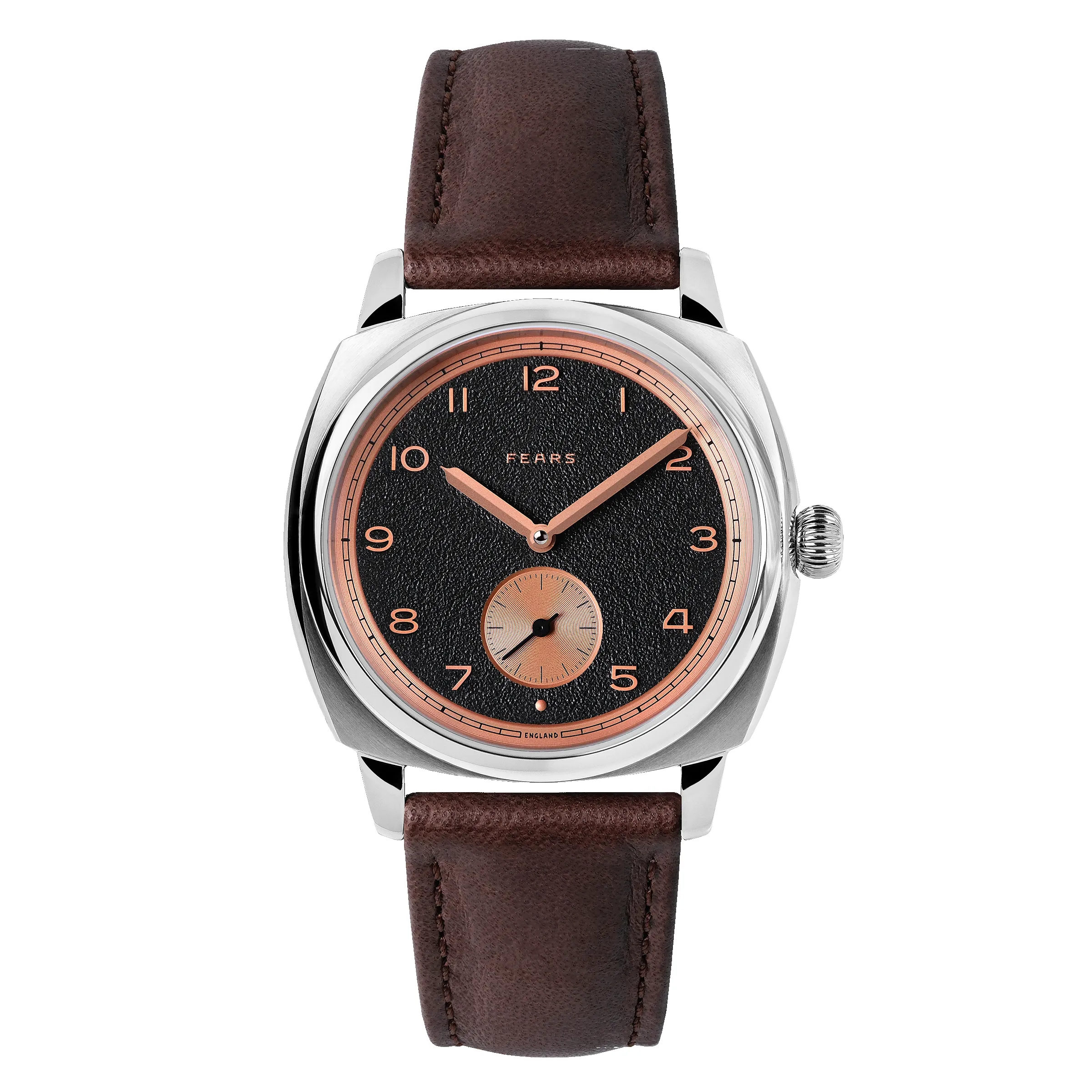 Fears Brunswick 38 Charcoal Rose Leather Strap Watch sold by C.W. Sellors