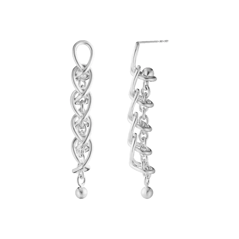 Georg Jensen Weft Sterling Silver Five Link Earrings made by Georg Jensen