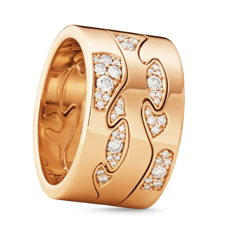 Georg Jensen Fusion 18ct Rose Gold Diamond Pave Three Piece Ring AA Centre AB made by Georg Jensen