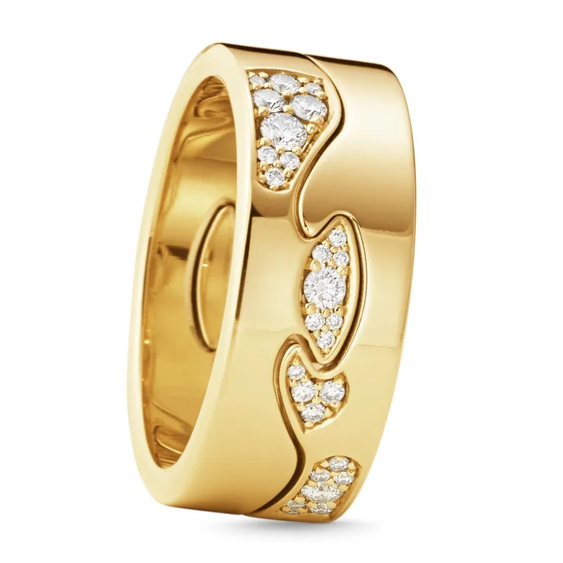 Georg Jensen Fusion 18ct Yellow Gold Diamond Pave Two Piece Ring AA AB made by Georg Jensen