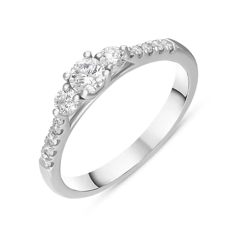 Platinum Diamond Three Stone Oval Cut Ring made by C.W. Sellors