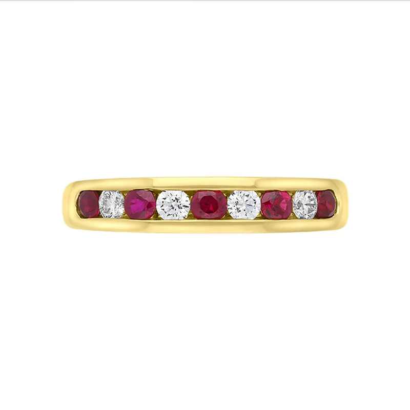 18ct Yellow Gold Ruby Diamond Channel Set Half Eternity Ring sold by C.W. Sellors product image thumbnail 3