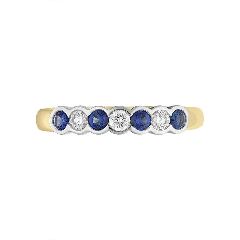 18ct Yellow Gold Sapphire Diamond Seven Stone Ring sold by C.W. Sellors product image thumbnail 2