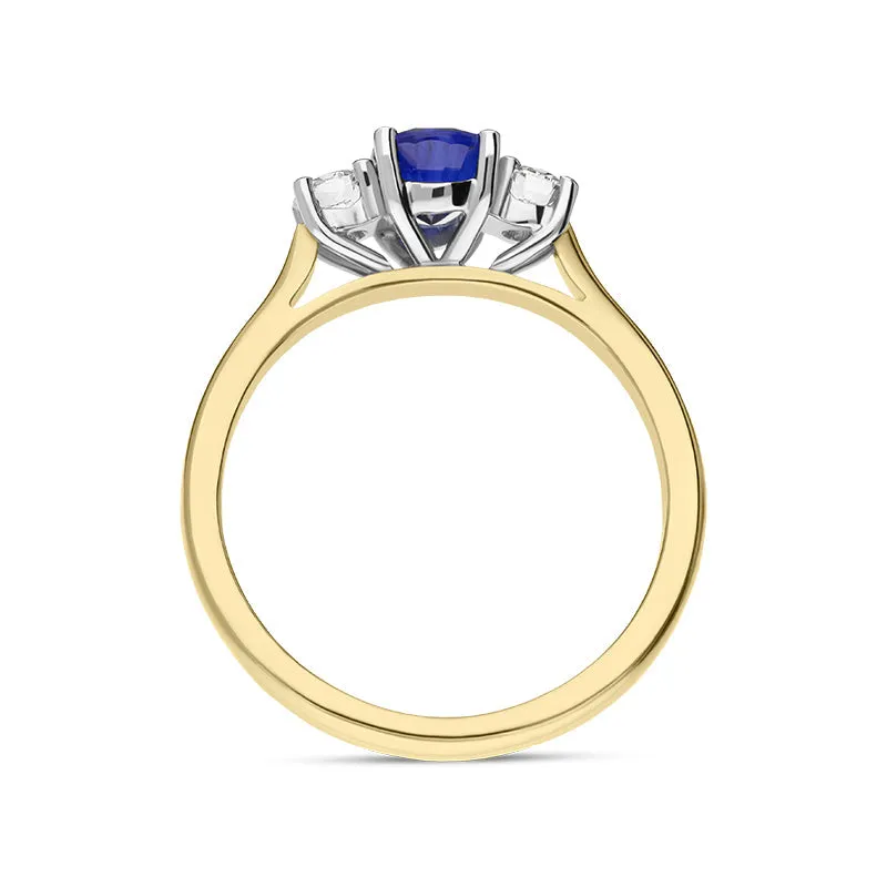 18ct Yellow Gold Sapphire Diamond Three Stone Ring sold by C.W. Sellors product image thumbnail 3