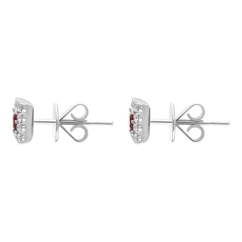 18ct White Gold Ruby Diamond Square Cluster Stud Earrings sold by C.W. Sellors product image thumbnail 3