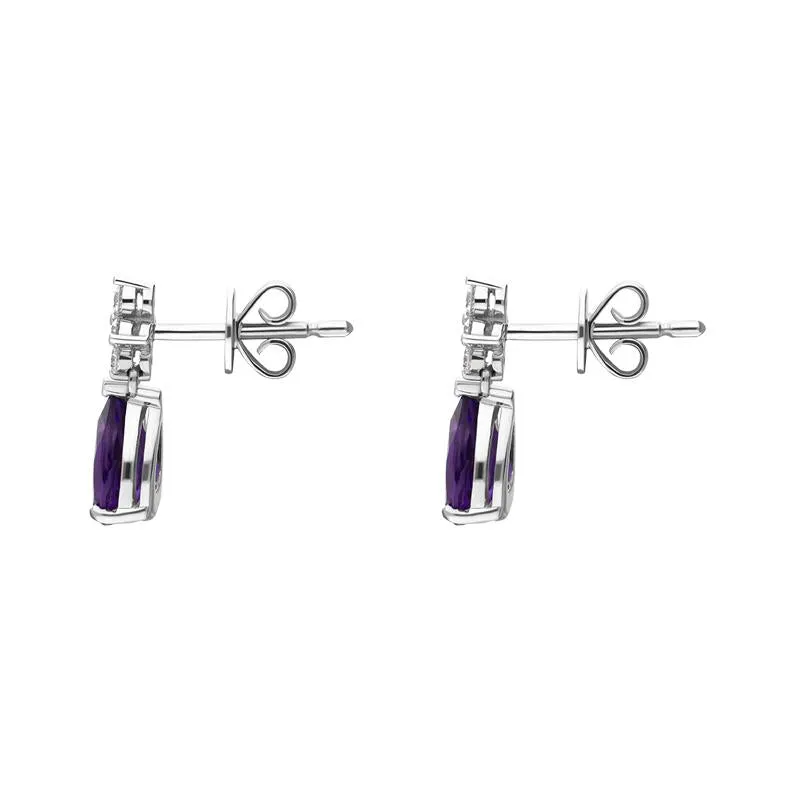 18ct White Gold Amethyst Diamond Pear Drop Earrings sold by C.W. Sellors product image thumbnail 2