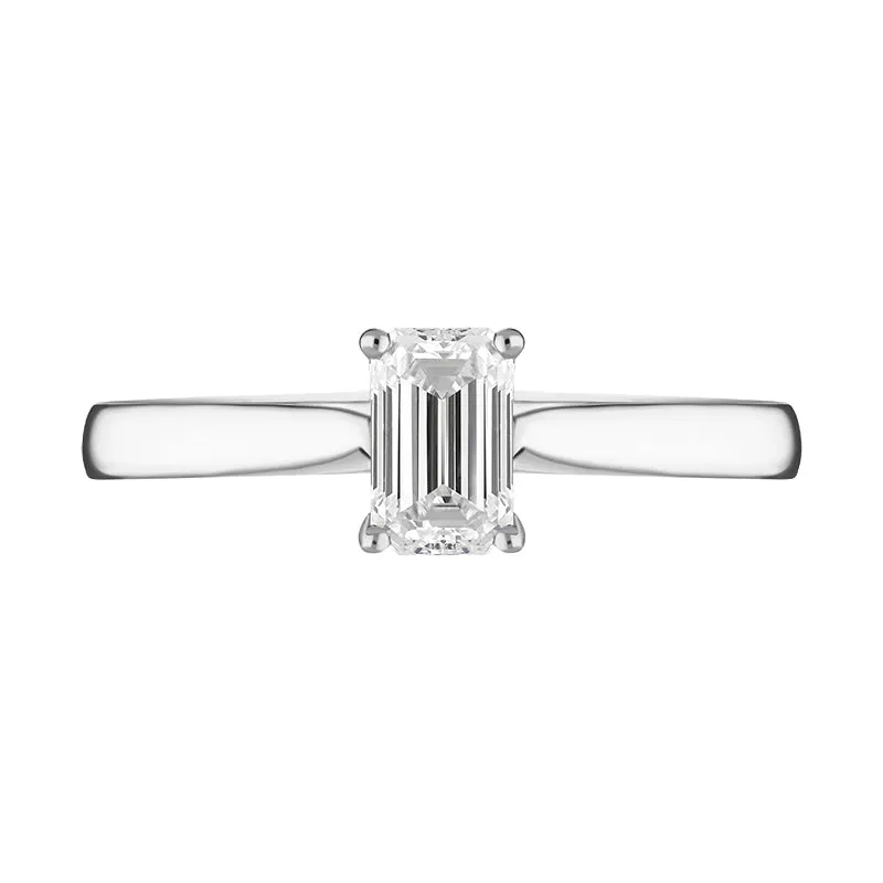 Platinum Diamond Emerald Cut Solitaire Ring sold by C.W. Sellors product image thumbnail 2