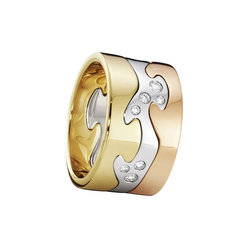 Georg Jensen Fusion 18ct Gold Diamond Three Piece Ring made by Georg Jensen