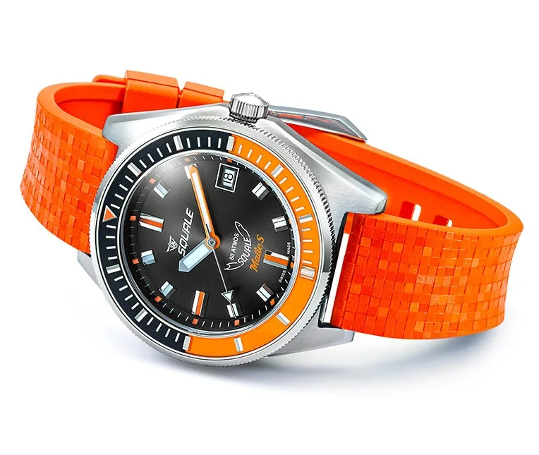 Squale Matic S Orange Mosaic Rubber Watch sold by C.W. Sellors product image thumbnail 5