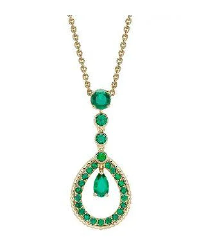 Fabergé Love by Fabergé 18ct Yellow Gold Teardrop Emerald Pendant made by Faberge