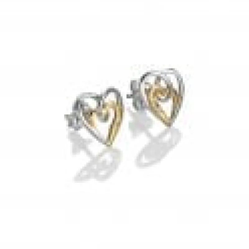 Hot Diamonds Silver & 18ct Interwoven Heart Earrings made by C.W. Sellors