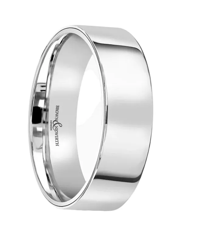 Platinum 7mm Polished Flat Court Wedding Ring made by C.W. Sellors
