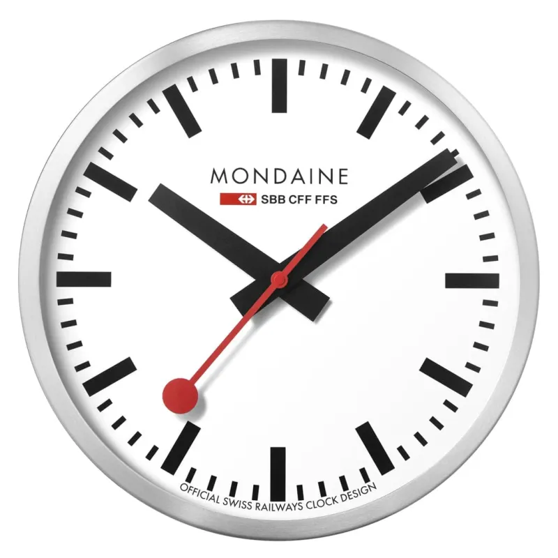 Mondaine Silver Wall Clock made by Mondaine