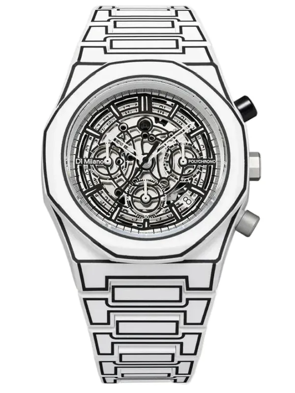 D1 Milano White Sketch Polychrono Watch made by C.W. Sellors