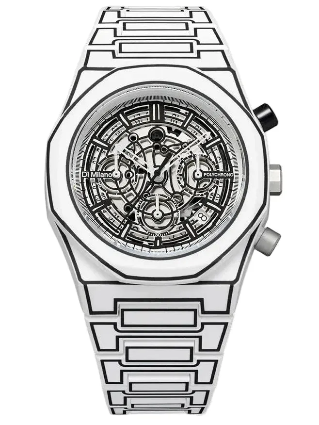 D1 Milano White Sketch Polychrono Watch sold by C.W. Sellors