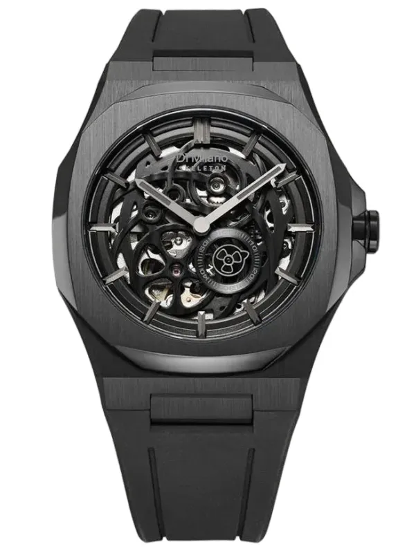 D1 Milano Jet Black Skeleton Watch made by C.W. Sellors