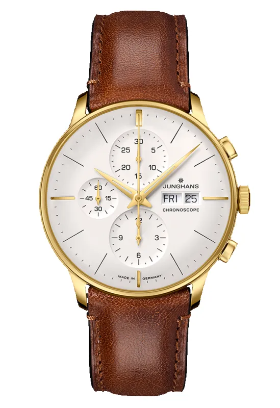 Junghans Meister Chronoscrope Leather Date English made by C.W. Sellors