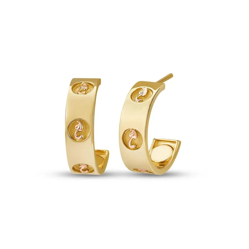 Clogau Insignia 9ct Gold Half-Hoop Earrings made by C.W. Sellors