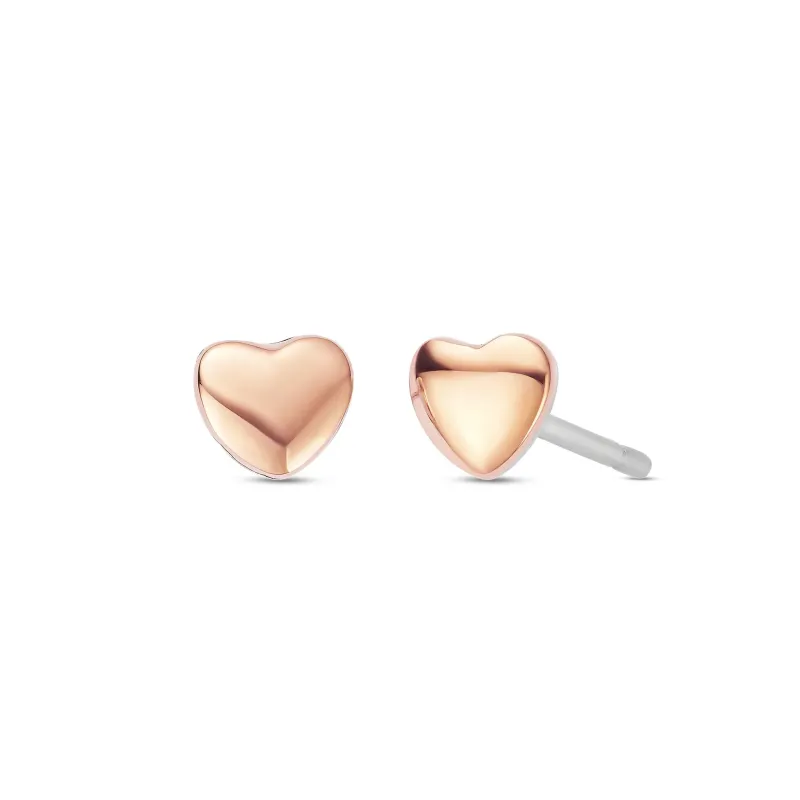 Clogau Forever Yours Sterlign Silver & 9ct Rose Gold Love Heart Stud Earrings made by C.W. Sellors