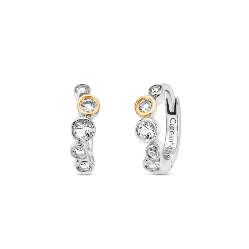 Clogau Celebration Sterling Silver Topaz Huggie Hoop Earrings made by C.W. Sellors