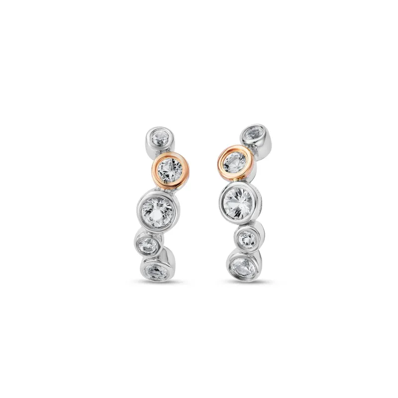 Clogau Celebration Sterling Silver Topaz Curved Stud Earrings made by C.W. Sellors
