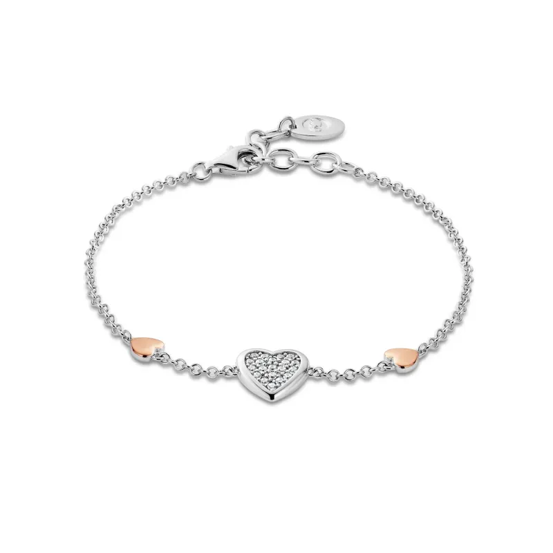 Clogau Forever Yours Sterling Silver Swarovski Zirconia Love Heart Bracelet made by C.W. Sellors