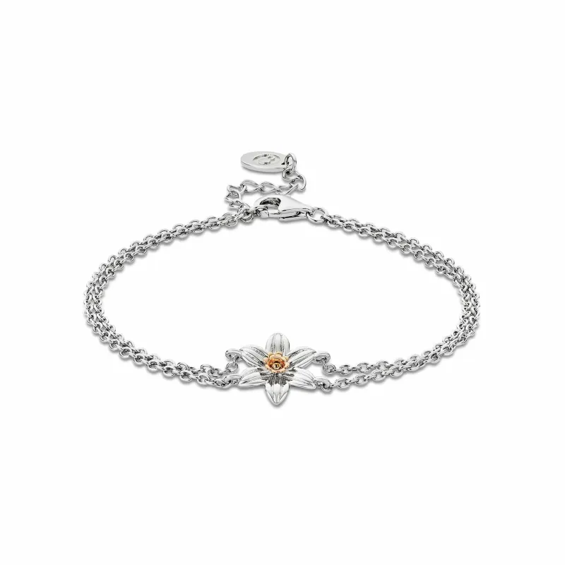 Clogau Nature's Wonder Sterling Silver Daffodil Double Chain Bracelet made by C.W. Sellors