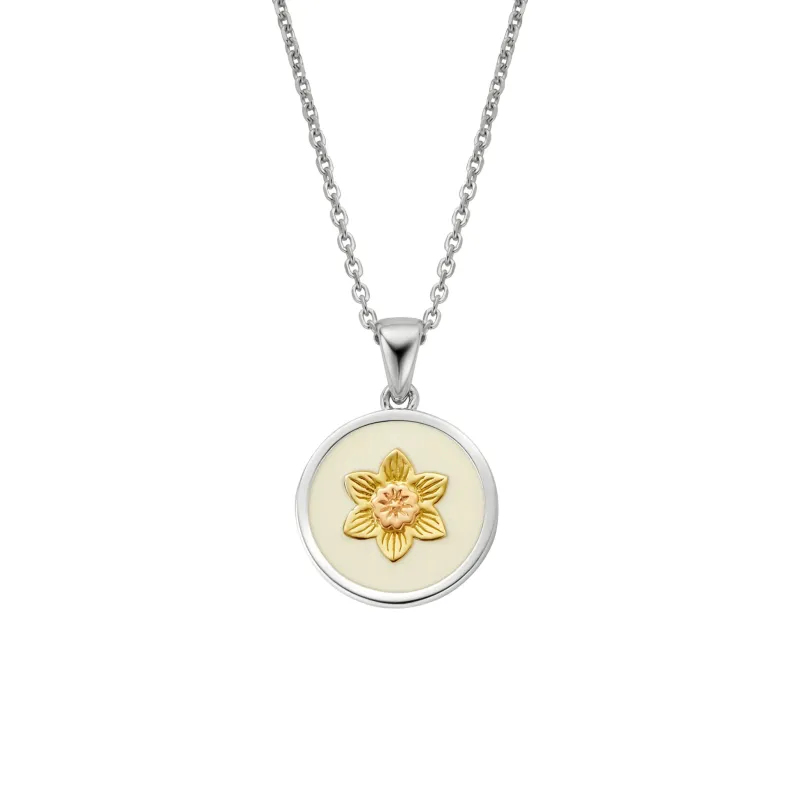 Clogau Nature's Wonder Sterling Silver Enamel Daffodil Pendant made by C.W. Sellors