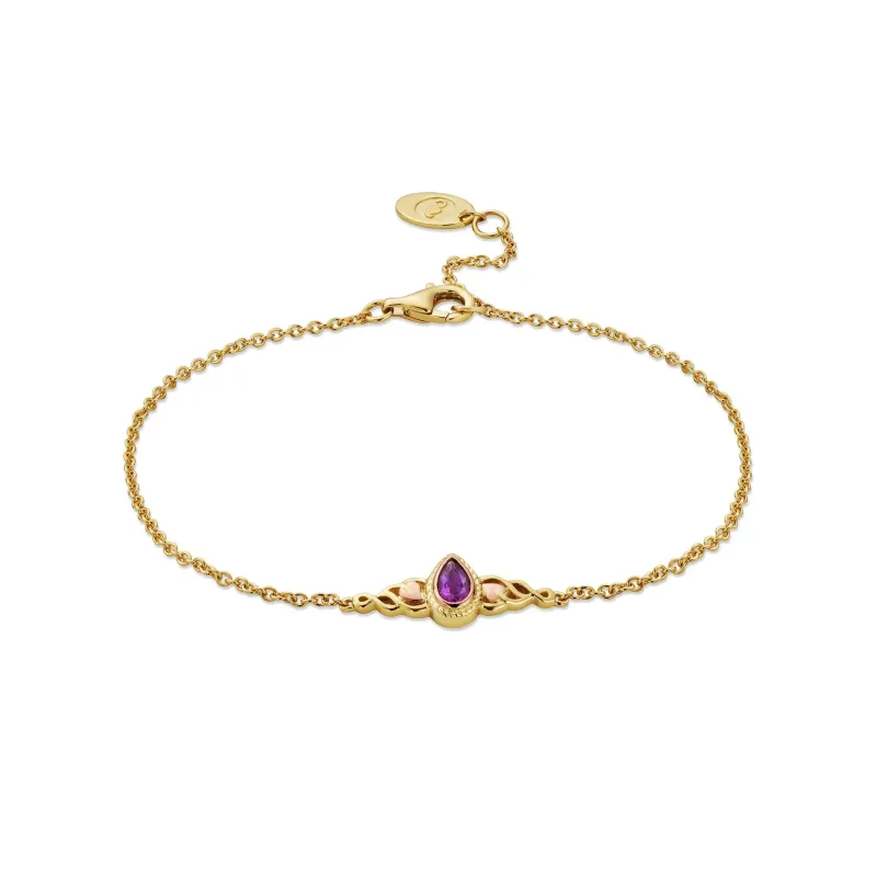 Clogau Royal Clogau 9ct Yellow Gold Amethyst Delphinium Bracelet made by C.W. Sellors