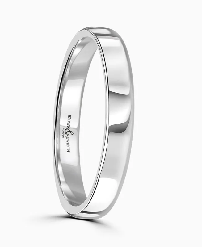 9ct White Gold 2.5mm Softened Court Wedding Ring made by C.W. Sellors